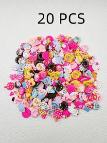 10/20/30/50/100pcs Assorted Shoe Flowers, Fashion & Cute Resin Cartoon Design Shoe Charms, Sandal Decorations, Random Pattern Wooden Geta Clogs, DIY Shoe Accessories, Birthday Gift, Party Favors (Diverse, Uncertain Styles, Pictures Can Only Partially Show) - Multicolor - View 3