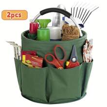 1 件 600D 牛津布花园工具储物桶，多口袋手持折叠桶，花园工具收纳袋