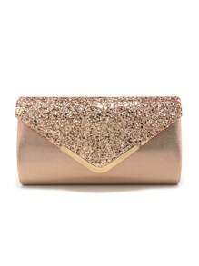 Clutch Bags V Design Metal Chain Glitter Sequined Evening Bags With Envelope Party Wedding Casual Lady Handbags Banquet Dinner Purse
