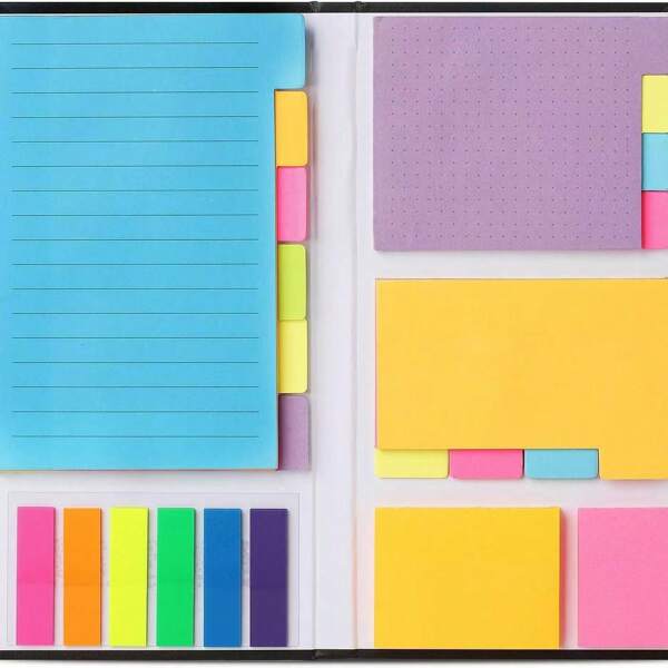 1 set de notes adhésives minimalistes, combinaison de blocs-notes, notes créatives pour étudiants/bureau/maison, fournitures scolaires, rentrée des classes