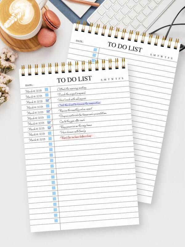 Trees 1pc Undated To Do List Notepad Daily Planner Organizer Spiral Tasks Checklist Agenda To Boost Productivity, 8.5"*5.5", 100gsm Paper,For School Supplies,Back To School