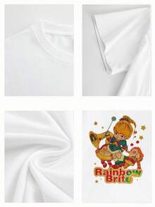 Plus Size Men's Rainbow Brite Cartoon Graphic TShirt  Comfy Cotton Blend,  Large Sizes Available, Fun And Colorful Design, Perfect Casual Tee - trắng - Xem 3