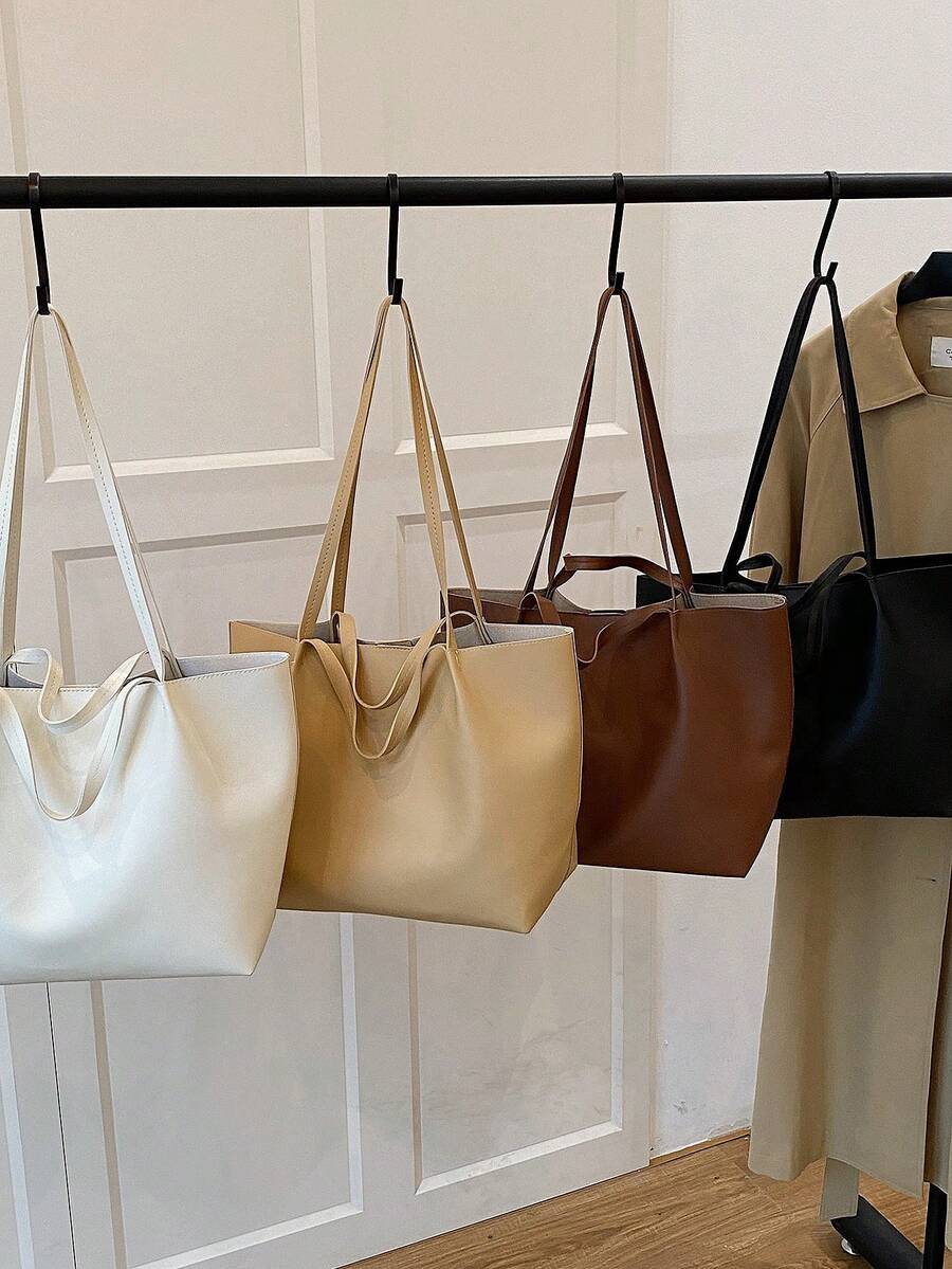 新款时尚大容量纯色 PU 皮革单肩手提包非常适合毕业生、女孩、户外、旅行和返校、背包、轻便、便携、商务休闲、女孩、女大学生、办公室、大学、中学、高中、工作、商务、通勤、游乐场、运动、购物和度假