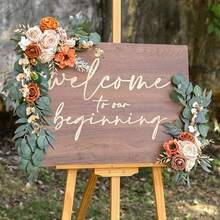 2 包豪华人造玫瑰花环装饰套件塑料玫瑰花适用于婚礼拱门和欢迎标志装饰 - 非常适合感恩节活动手工制作的仿花花环套装 - 优雅的人造玫瑰花束适用于婚礼和订婚，可立即用于仪式、楼梯和椅子装饰