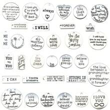 Mix 33pcs Alloy Antique Silvery Circular Letter Plates And A Series Of Charming Pendants Accessories, Suitable For DIY Necklace, Earring, Keychain Jewelry Making Fashion Accessories.