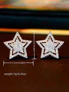 1 Pair Pentagram Shaped Fashionable Earrings, Fit For Parties And Everyday Wear, All Season