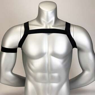 2 件男士弹力胸背带带臂环束缚带同性恋朋克哥特服装酒吧和夜总会表演狂欢派对配饰万圣节配饰，万圣节服装秋冬配饰万圣节服装，适合青少年、青年、男士、休闲、户外、运动、度假、毕业礼物、生日、日常穿着，适合外出装、婚礼派对和万圣节礼物