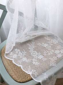 1 件白色玫瑰图案蕾丝帷幔薄纱窗帘，短窗帘，薄纱，咖啡色窗帘，复古浪漫风格，薄纱，由涤纶纤维制成，适用于卧室、房间、客厅、厨房、办公室、咖啡厅和家居装饰 - 白色 - 查看 8