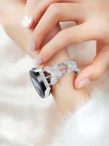 Dây đeo đồng hồ thông minh có thể điều chỉnh bằng kim loại màu bạc hình bướm tương thích với Samsung Galaxy Watch 4/5 40mm/44mm, Watch 3 41mm, Watch 6/7 44mm/45mm/46mm/40mm/42mm, Active 2, Phụ kiện đồng hồ dễ tháo rời 20mm/22mm dành cho nữ - Bạc - Xem 7