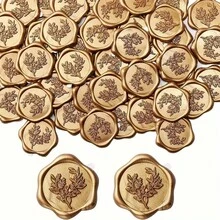 25/50/100 件古铜金心形/情侣戒指/桉树蜡封贴纸 - 自粘塑料信封封条，适用于婚礼、生日、圣诞派对 - 优雅浮雕心形设计，适用于邀请函和卡片、心形贴纸 - 棕色 - 查看 5