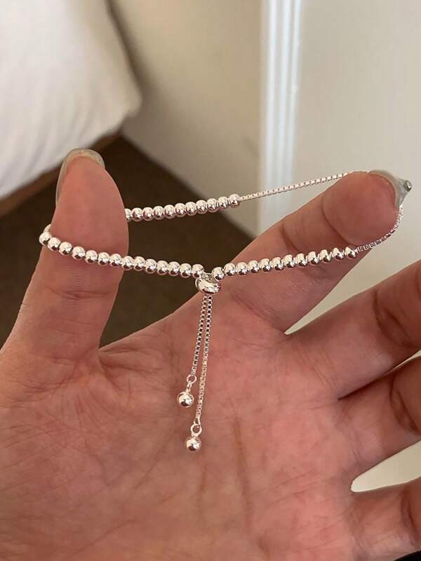 1 سوار فاخر من الفضة الإسترليني عيار 925 بتصميم كرة دائرية للنساء والرجال ، هدية مناسبة للاستخدام اليومي