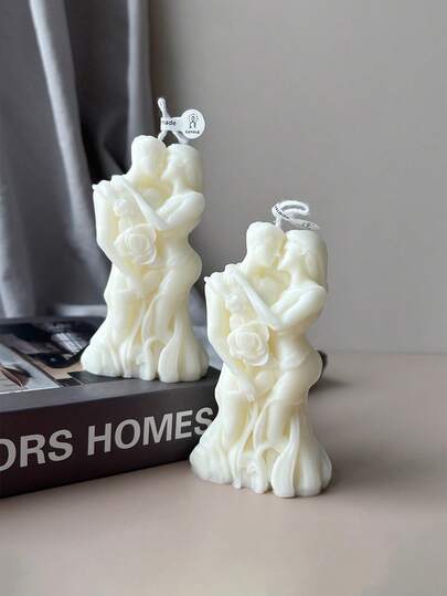 浪漫情侣硅胶蜡烛模具 - 非常适合 DIY 香薰蜡烛、香皂等 - 易于脱模，非常适合周年纪念和家居装饰工艺、蜡烛制作用品