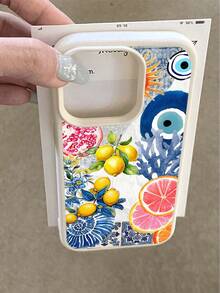 Evil Eye 1pc Yellow Lemon, Pink Grapefruit, Blue Swirl Pattern Waterproof Anti-Drop Anti-Slip Soft Mobile Phone Case Cover Compatible With Apple Phones Shockproof Scratch Resistant - Multicolor - View 2