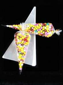 100 piezas/50 piezas/25 piezas/1 pieza Bolsas OPP de boda y fiesta de cumpleaños, bolsas de comida transparentes triangulares, bolsas y cajas de comida adecuadas para caramelos, chocolate, etc. Lote de bolsas de caramelos DIY, regalos de boda, decoración de fiesta de cumpleaños, ideal para hornear, caramelos, pasteles y embalaje de aperitivos, bolsas de regalo para fiestas de boda