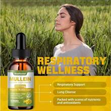 Mullein Leaf Extract Drops 60ml Lung Cleanse Respiratory Herbal Drop Health Care,Respiratory Health Support – Helps Clear Mucus And Soothes Irritated Airways For Easier Breathing.