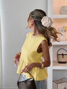 FOR BEAUTY Women's Knit Sleeveless Tank Top, Casual Minimalist Style, Solid Color, Back To School Essential, Spring/Summer - Deep Apricot - View 5