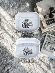 Super Cute Little Raccoon Patterns High Quality Shock Absorption Black Airpod Case 360 Degree Full Protection Compatible With AirPodsPRO, AIRPODS3, AIRPODSPRO2, AIRPODS2, AIRPODS4.The Special Gift For Friend, Parents, Lover. - Clear - View 4