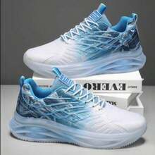 2025 New Breathable Shock Absorbing Sports Running Mesh Casual Chunky Sneakers For Teenagers, Durable For Men - Blue and White - View 1