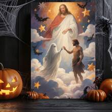 1 Piece,Abstract Ghost Art , Halloween Modern Frameless Art Decoration Painting, Printed Posters Mural, Waterproof Canvas,Suitable For Home, Office, Bedroom, Living Room, Study, Bathroom, Bar, Wall Arts And Home Decoration, Is An Ideal Holiday Gift
