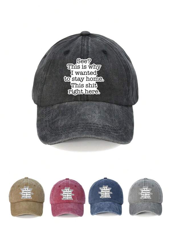 1pc English Text Printed Adjustable Washable Baseball Cap, Fashionable Breathable All-Match Sun Protection Hat, Suitable As Holiday Gift