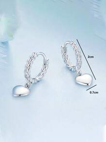 1 paire de boucles d'oreilles design cœur en argent 925, boucles d'oreilles élégantes et romantiques en forme de twist, convient pour le port quotidien, les rendez-vous, les vacances, les jours fériés et les cadeaux