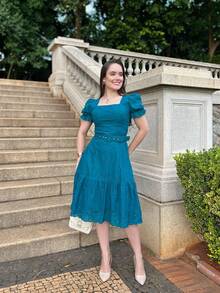 LESE MIDI DRESS WOMEN'S DRESS - Teal Blue - View 4