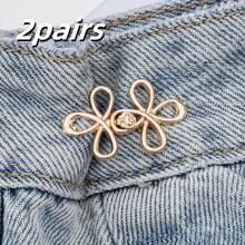 1pair/2pairs/4pairs Instant Removable Waistband Cincher For Loose Fit Jeans, Adjustable Jeans Button Clips Without Sewing