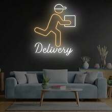 可定制快递配送 LED 霓虹灯 - USB 供电 10 级可调亮度壁灯，带有个性化文字，多色照明，适用于家庭办公室和快递站装饰，定制 LED 霓虹灯，壁挂灯 - 16 英寸/40.6 厘米 - 查看 6