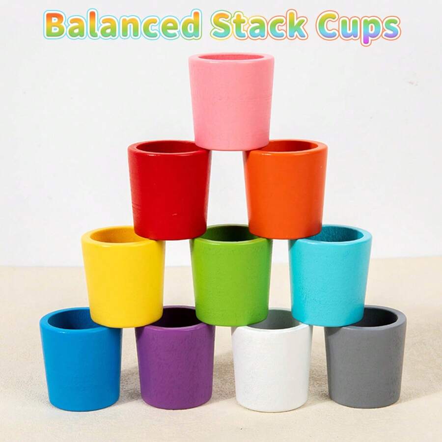 Juego de clasificación de madera para niños de 3+ años, incluye vasos y bolas, desarrolla habilidades motoras finas, juego de pellizcar, regalo educativo ideal para cumpleaños y Navidad