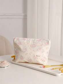 1pc Makeup Bag Relief Flower Cosmetic Bag Women Bags For Make Up , Small Bag Storage Makeup Case,Travelling Bags For Ladies,Pencil Case Daily Big Large Capacity Makeup Brushes Travel Toiletry Bag Organizer Make Up Bag