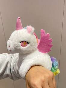 可爱动物毛绒玩具套装，包括大象、兔子、树懒、浣熊和独角兽，配有拍手环，创意设计，可佩戴在手腕上，是送给朋友的独特圣诞节和新年礼物，毛绒玩具，圣诞节，趣味毛绒动物