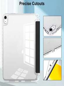 1 Stück klappbarer, multiwinkliger Ständer, kratzfest, bruchsicher, intelligenter Schlaf-Stylus-Halter, transparente TPU Weichkante Schutzhülle kompatibel mit iPad