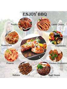 1PC, Barbecue Grill, Portable Outdoor Backyard Charcoal Grill, Large Capacity Folding Smoked Grill, Outdoor Grill, Suitable For Outdoor, Terrace, Travel, Camping, Picnicking, Garden, Beach, Party, Family Gathering - Black - View 3