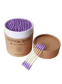 A Box Of Double-Headed Swabs Made From Natural Bamboo, Containing 200 Soft And Comfortable Disposable Swabs, Suitable For Nail Art And Makeup.