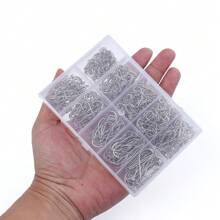 600pcs Barbed Long Shank Fishing Hooks With Offset Bent Point For Sea Fishing
