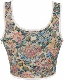 Womens Vintage 1920s Renaissance Lace Trim Corset Bustier, Retro Fashion - 奶油色蝴蝶結 - 查看 2
