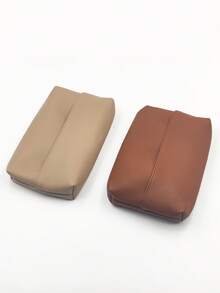 1 PC PU Leather Tissue Box (Beige/Gray/Brown/Khaki) – Nordic-Style Soft Leather Desktop Tissue Holder For Living Room, Bedroom, Study, And Home Use - Multicolor - View 18