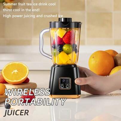 This USB Rechargeable Portable Blender Is Equipped With An LED Display And Ice Crushing Function, With A 1500mAh Battery Capacity. It Is Compact And Portable, Suitable For Making Milkshakes, Juices And Fresh Drinks. It Has A Detachable Design For Easy Cleaning, 36V Voltage, And Is An Ideal Kitchen Tool With A Transparent Cup Body.
