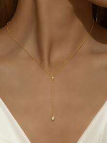 1 szt. naszyjnik z diamentami w kształcie litery Y ze srebra próby 925, biżuteria na prezent urodzinowy dla kobiet