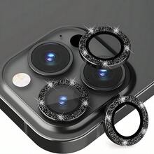 BOLLYMORE 6片装黑色金属环摄像头镜头保护膜，兼容 17 Pro Max / 17 Pro / 17 Air / 17 / 16 Pro Max / 16 Pro / 15 Pro Max / 15 Pro / 14 Pro / 13 Pro / 12 Pro / 11 Pro Max：9H硬度钢化玻璃 - 兼容手机壳，防指纹涂层，奢华美观，提升夜间拍摄效果（无气泡，兼容闪光灯，高清晰度） - 6pcs - 查看 7