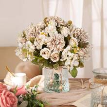 1 pezzo/3 pezzi/30 pezzi profumo di rose artificiali realistiche, fiori finti di ortensia e margherita, decorazioni floreali realistiche per casa, matrimonio, festa, decorazione di stanze, centrotavola - Rosa - Visualizzare 1