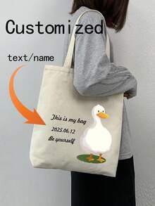 为妈妈或女朋友定制的手提袋，定制副本，单词，短句，励志句子，生日礼物，独特，单肩包，可折叠手提包，购物袋，休闲，时尚，可折叠，大容量，轻便便携