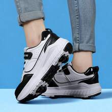 PHTEER Zapatos con ruedas de estilo callejero a la moda/Heelys, adecuados para adolescentes, jóvenes, hombres y mujeres, zapatos de patinaje con ruedas para deportes y uso en exteriores - Negro - Ver 2