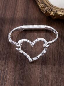1 pieza Brazalete tipo abrazadera de aleación con diseño minimalista de corazón hueco y cruz de moda