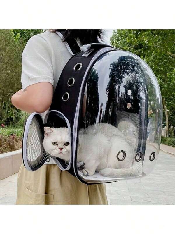 1 Space Capsule Backpack Pet Bag Small Medium Cat Puppy Transparent Breathable Heat Resistant Pet Bag Travel Transparent Cat Backpack Multi-Color Optional - Breathable Nylon, Secure Zipper Capsule Design, Suitable For Small Pets, Great For Travel And Outdoor Use, Pet Travel Backpack, Transparent, Portable Pet Holder