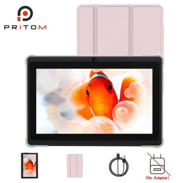 PRITOM Android 13 Portable Tablet PC 7inch Tablet(SC7731 Quad Core Processor/2GB(2gb+2gb)RAM/32GB ROM)HD IPS Display, Dual Camera, WiFi, Tablet With Case(No Adapter)