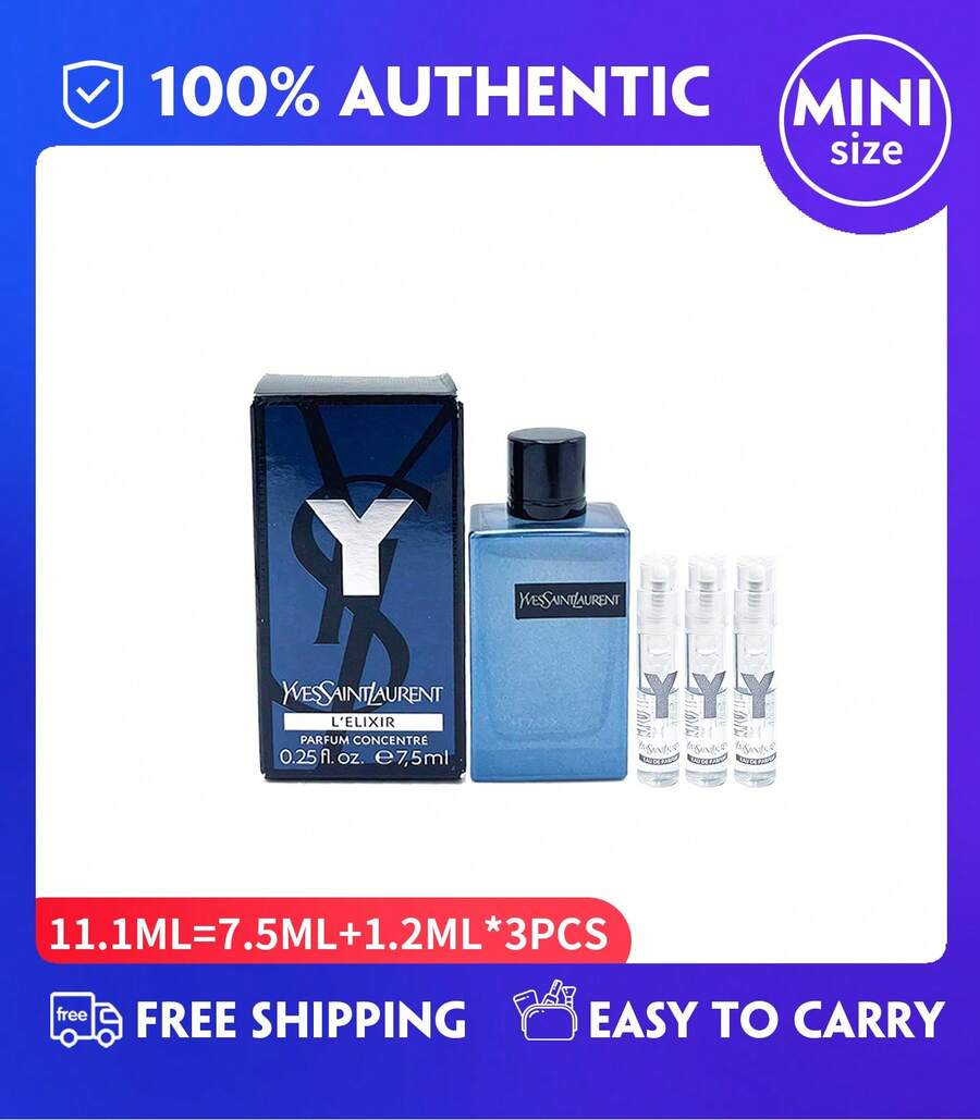 YSL Mini For Men Eau De Parfum Y L'ELIXIR Parfum Splash  Concentre (7.5 Ml / 0.25 Fl Oz),  Y Men's Eau De Parfum  Spray 1.2ml /0.04fl.Oz  Travel Mini - 11.1毫升(7.5毫升*1支+1.2毫升*3支) - 查看 1