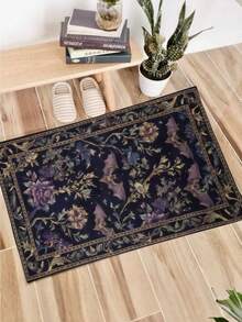 1 件超大风格区域地毯 - 复古美学，Oushak 设计，海军蓝，带花卉和蝙蝠图案，客厅地毯，地毯，客厅区域地毯，区域地毯，垫子，家居装饰，大客厅地毯 - 彩色 - 查看 7