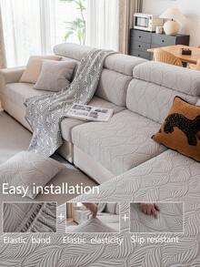 1pc Stretch Sofa Cover, Non-Slip Full Coverage Sofa Seat Cover, Suitable For All Seasons, Fabric Thickened Sofa Slipcover, Machine Washable, Dust-Proof, Pet-Friendly, Decor For Bedroom, Office, Living Room, Fits L-Shaped Sofa And 1/2/3/4 Seater