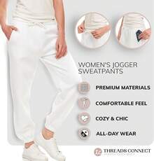 Sweatpants Women - Closed Cinch Bottom Fleece Lounge Womens Plus Size Joggers - White - View 2